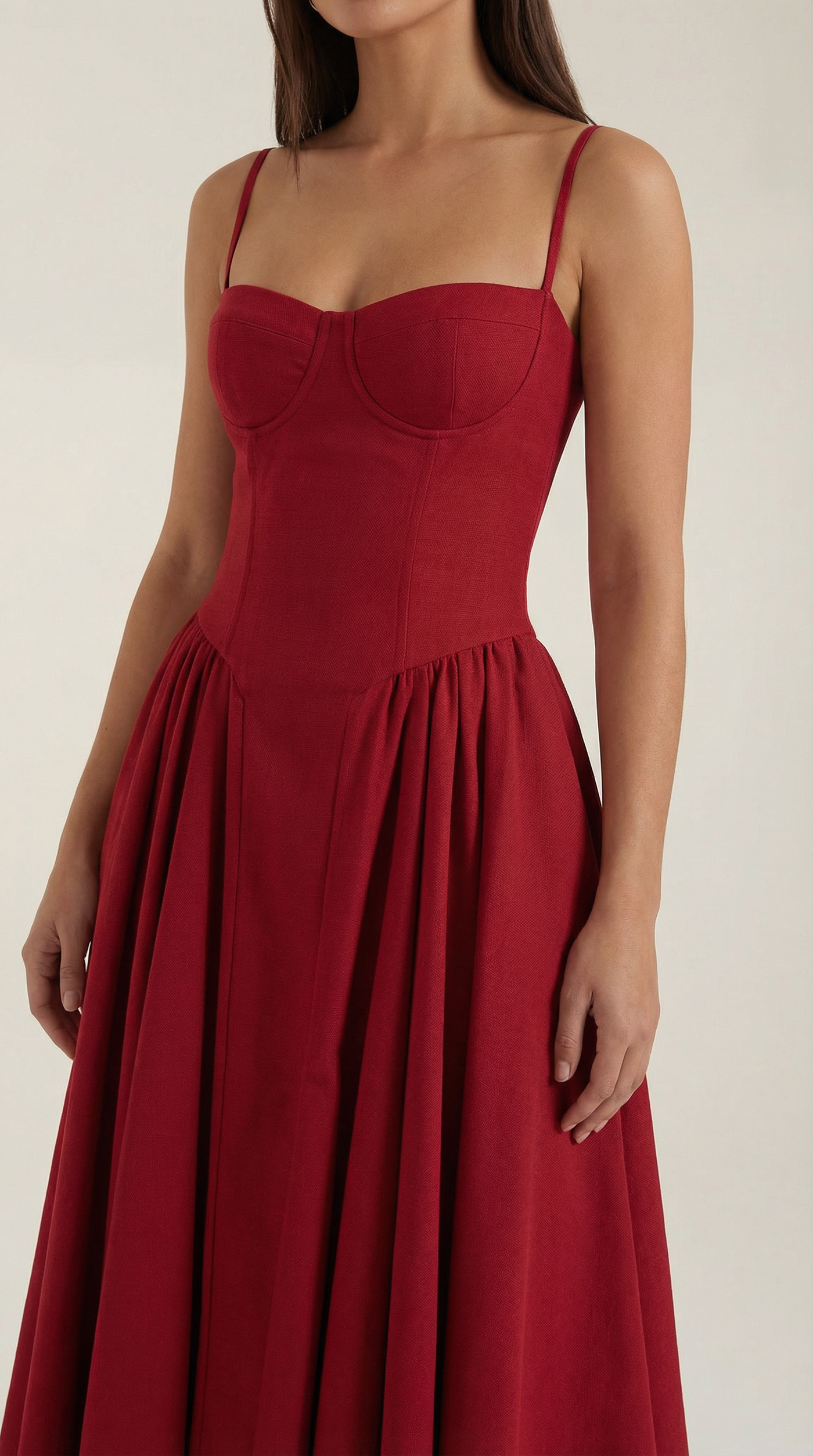 Floral Sweetheart Corset A-Line Midi Dress 23