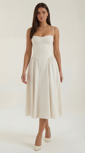Floral Sweetheart Corset A-Line Midi Dress 11