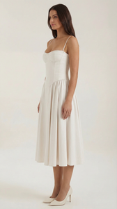 Floral Sweetheart Corset A-Line Midi Dress 12
