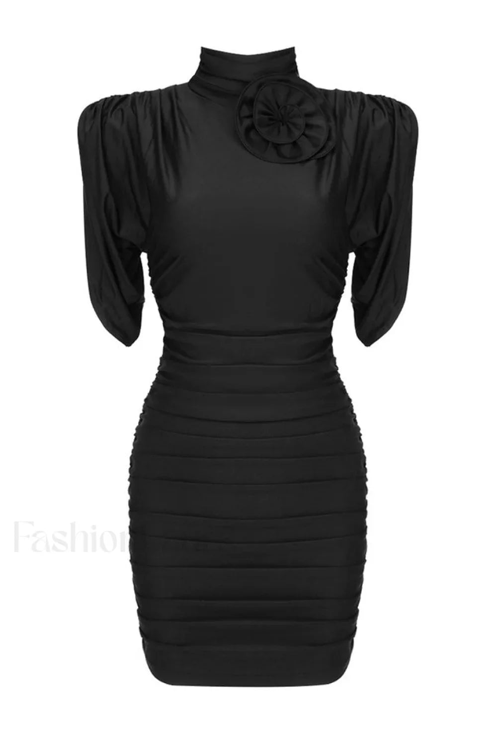 Rose-appliqu茅 Ruched Stylish Jersey Minidress