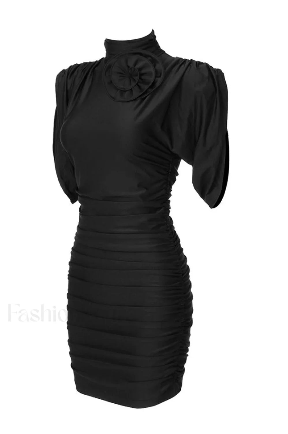 Rose-appliqu茅 Ruched Stylish Jersey Minidress