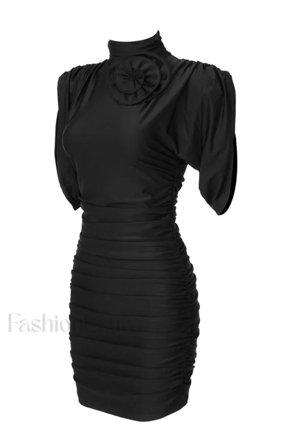 Rose-appliqu茅 Ruched Stylish Jersey Minidress