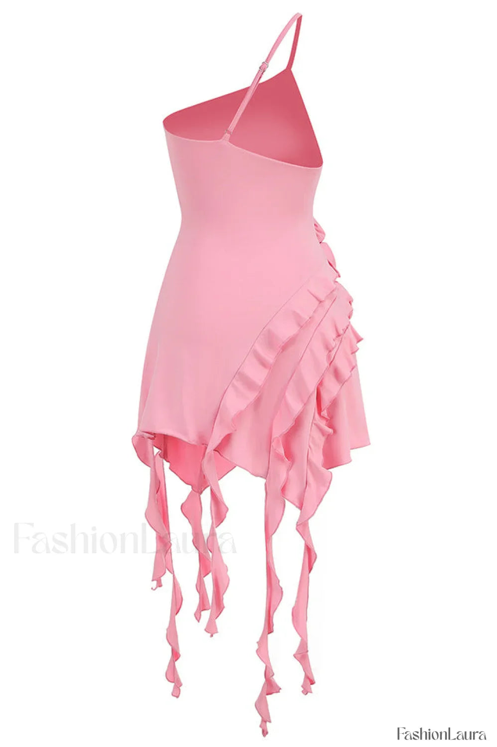 Rose-Detail Ruffled Stylish Mini Dress