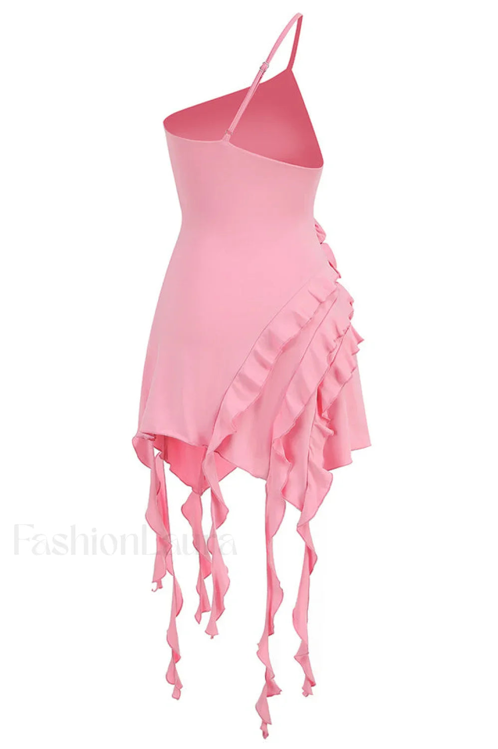 Rose-Detail Ruffled Stylish Mini Dress