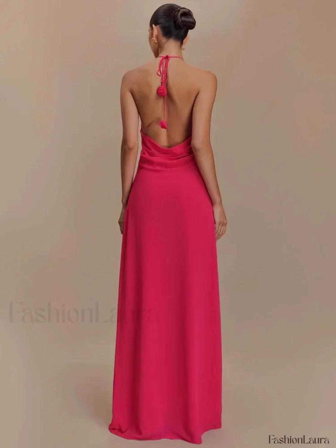 Rose Lace-up Off Shoulder Maxi Dress