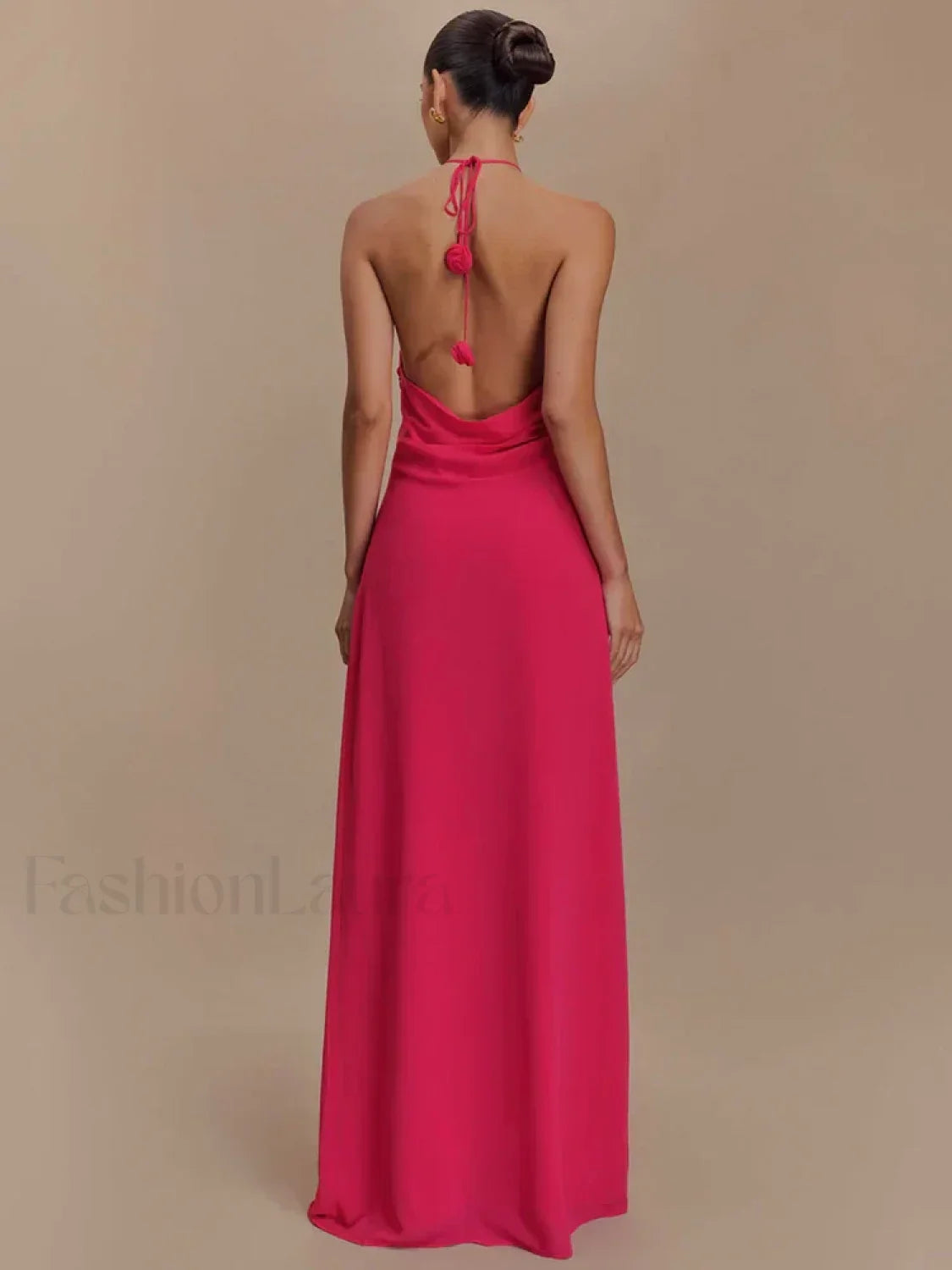 Rose Lace-up Off Shoulder Maxi Dress