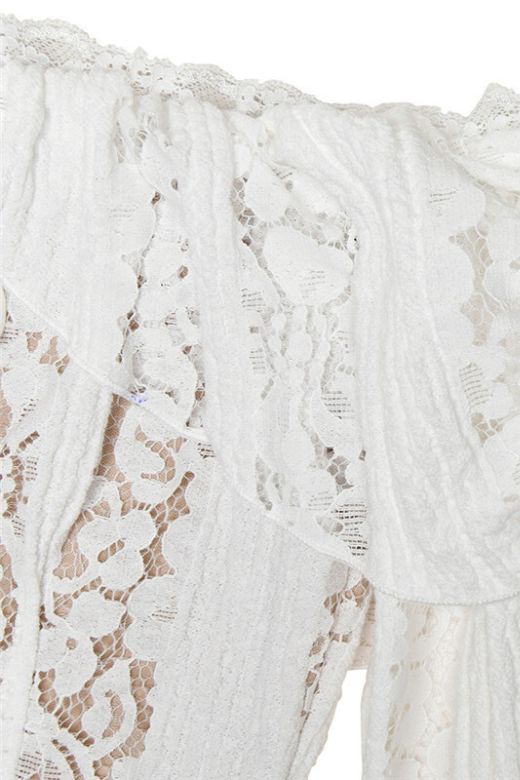 Rose Long Sleeve Bodycon Maxi Dress - White Pearl