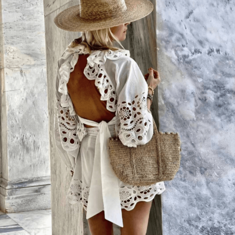 Roseanna Bishop Sleeve Crop Top & Mini Shorts Set