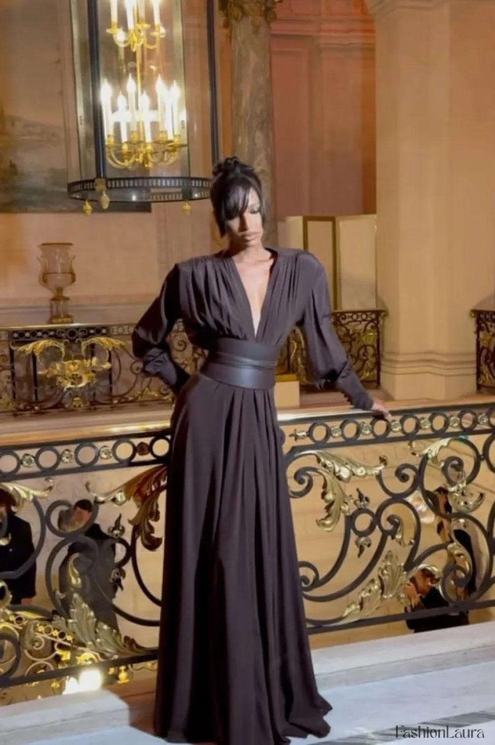 Rosey Tan Maxi Charming Dress With Waist Belt