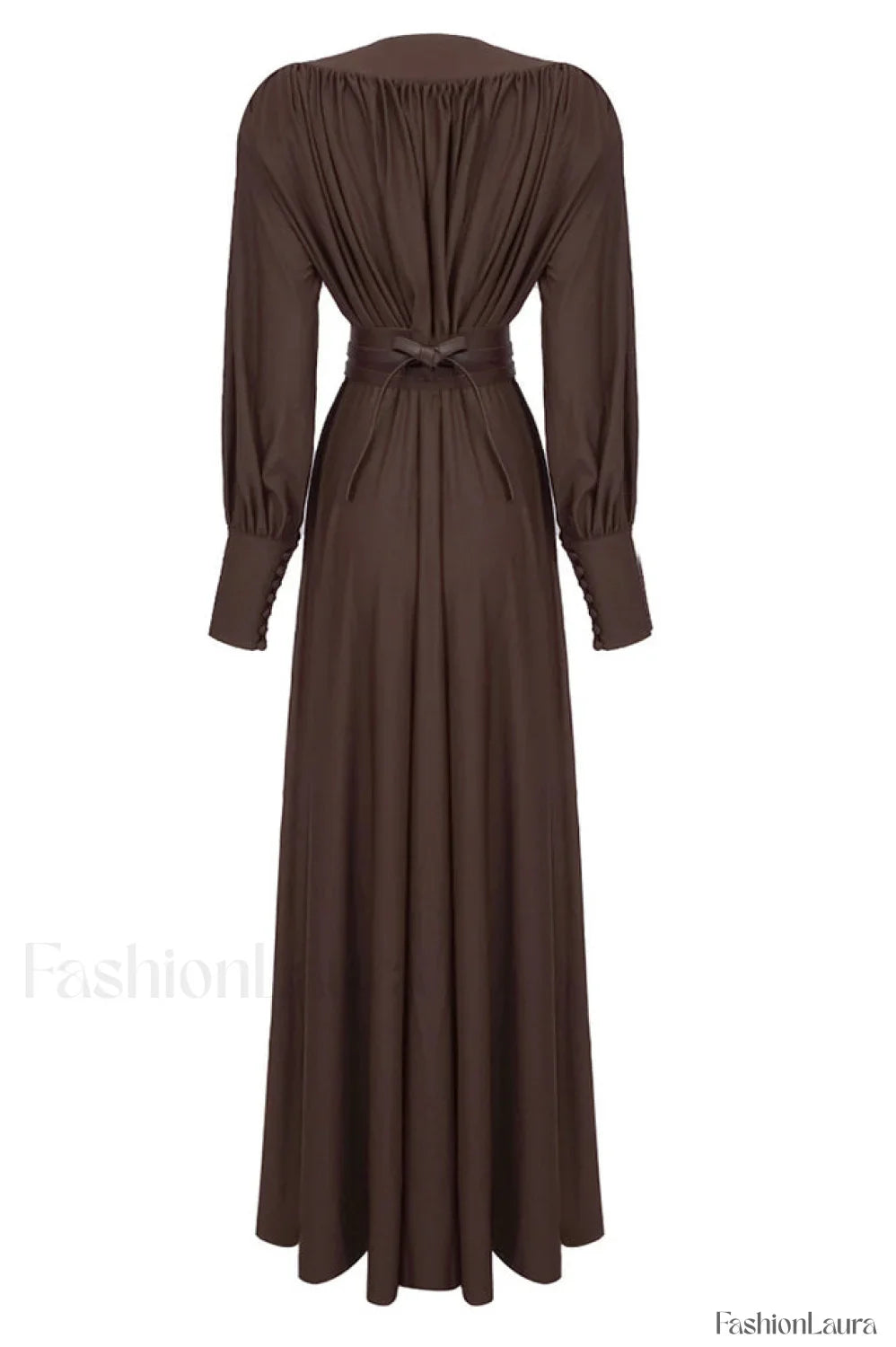 Rosey Tan Maxi Charming Dress With Waist Belt