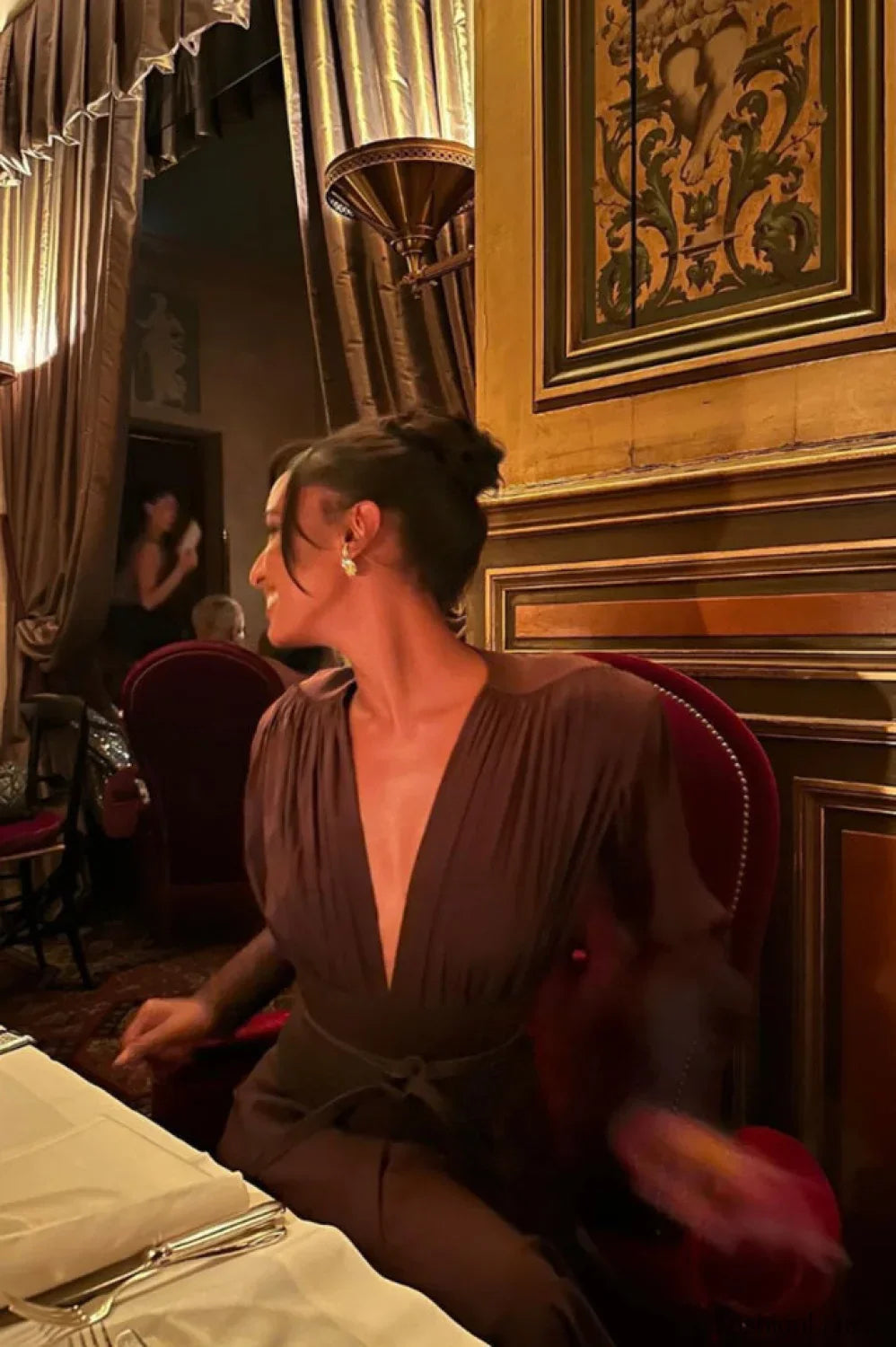 Rosey Tan Maxi Charming Dress With Waist Belt