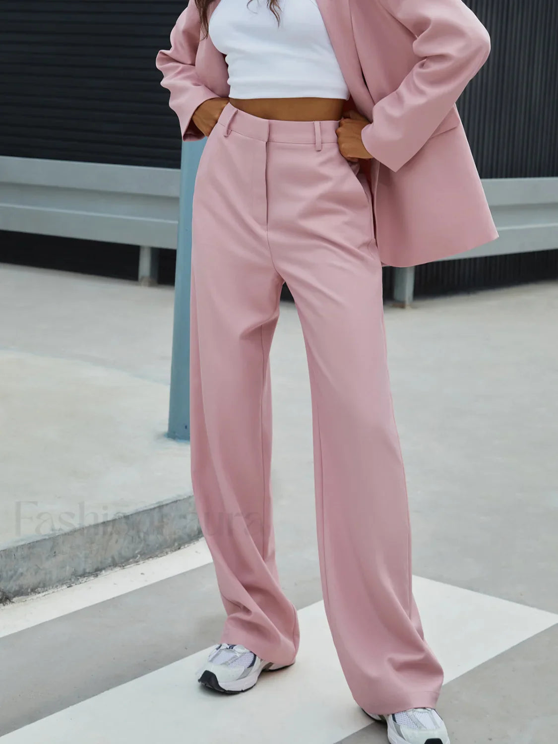 Rosy Glow Pockets Trendy Wide Leg Pants