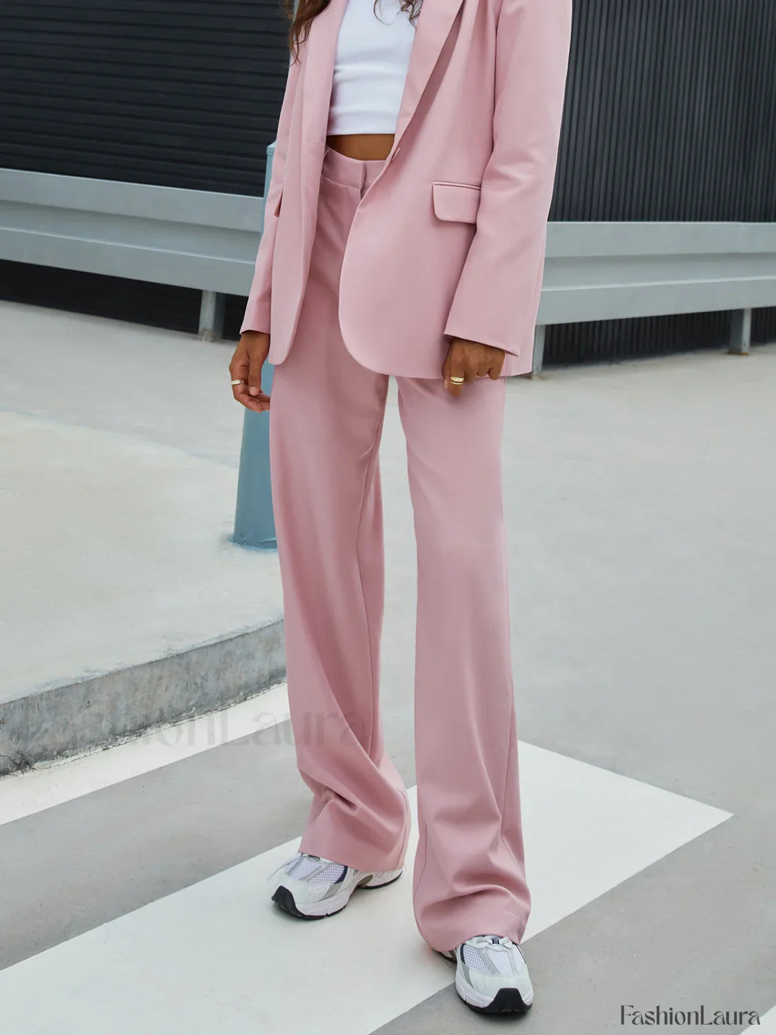 Rosy Glow Pockets Trendy Wide Leg Pants