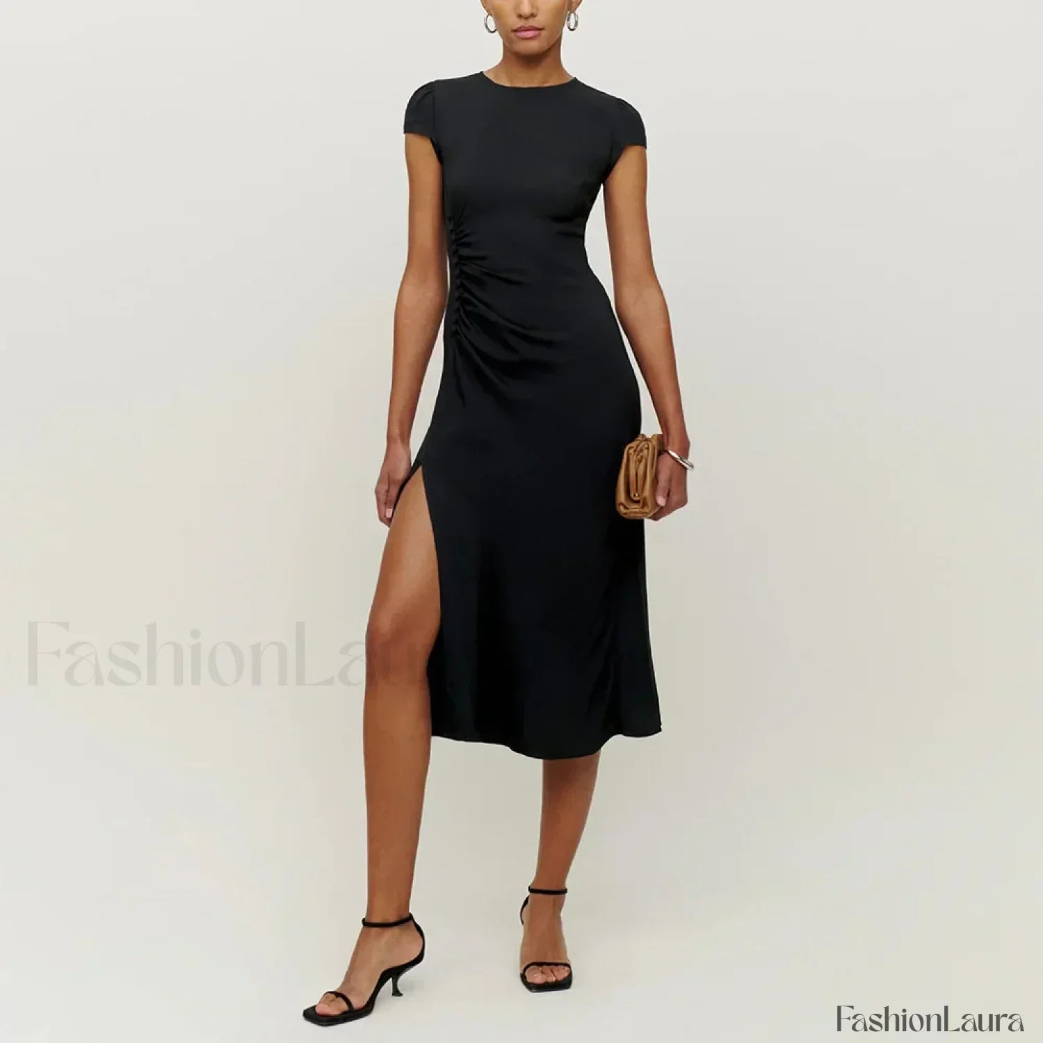 Round Cap-Sleeve Floral Dress