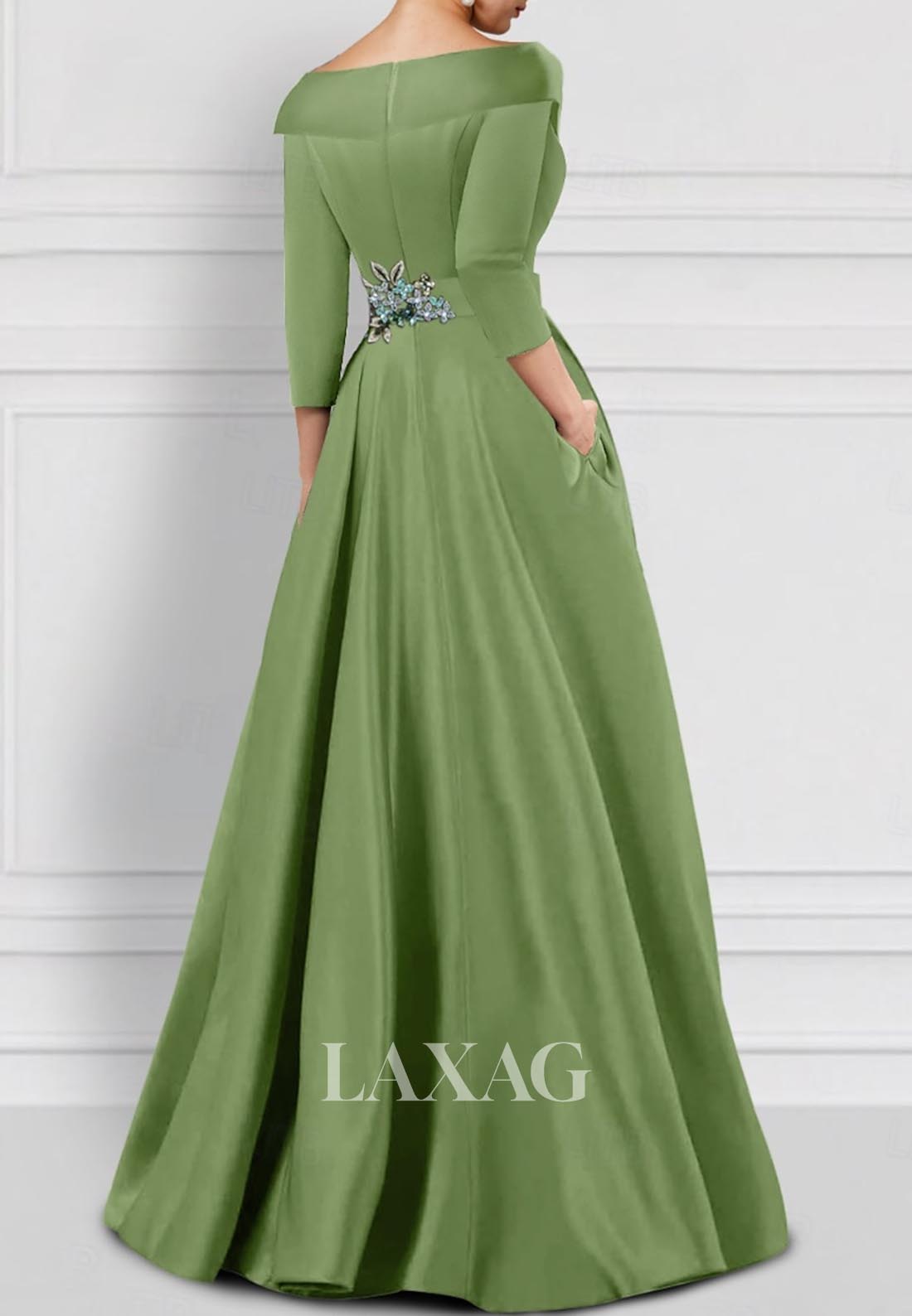 V-Neck Half-Sleeves Pleated Formal Gowns Sequined Embroidered Mermaid Wedding Guest Dress