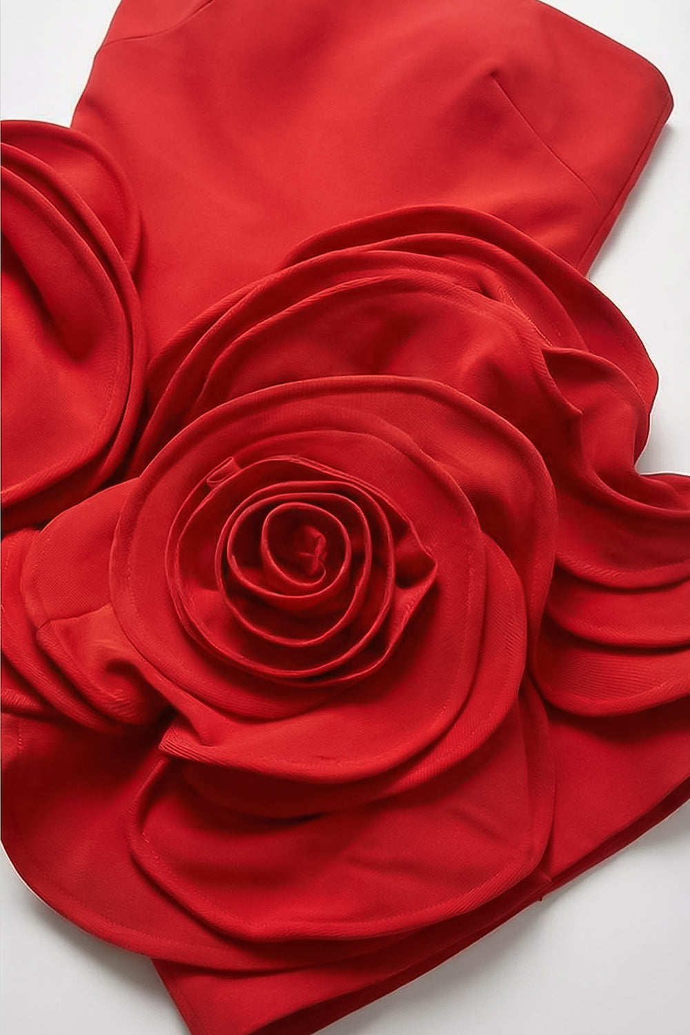 Strapless Oversized 3D Rose Applique Bodycon Mini Dress 6