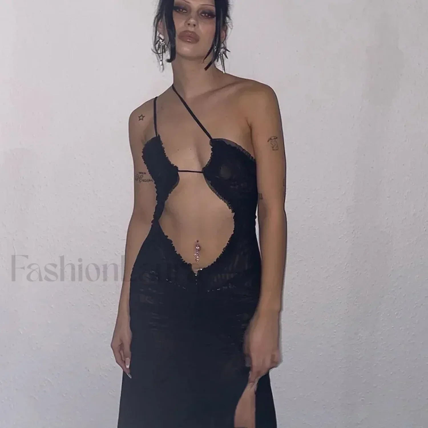 Ruched Asymmetric Print Maxi Dress