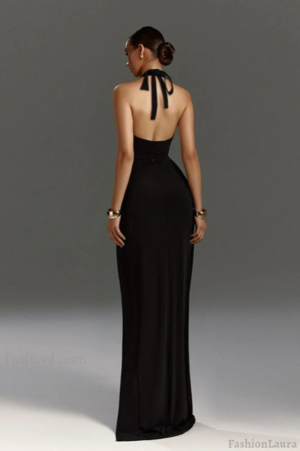 Ruched Halter Backless Party Dress
