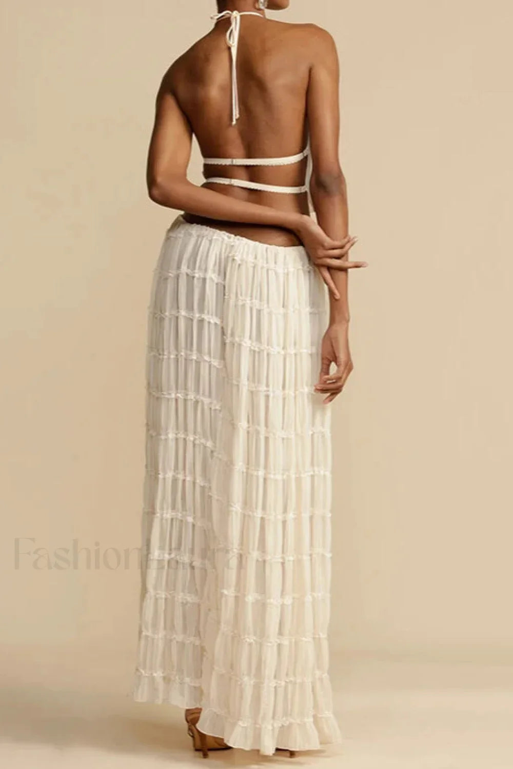 Ruched Halter Cami & Maxi Skirt Boho Dress