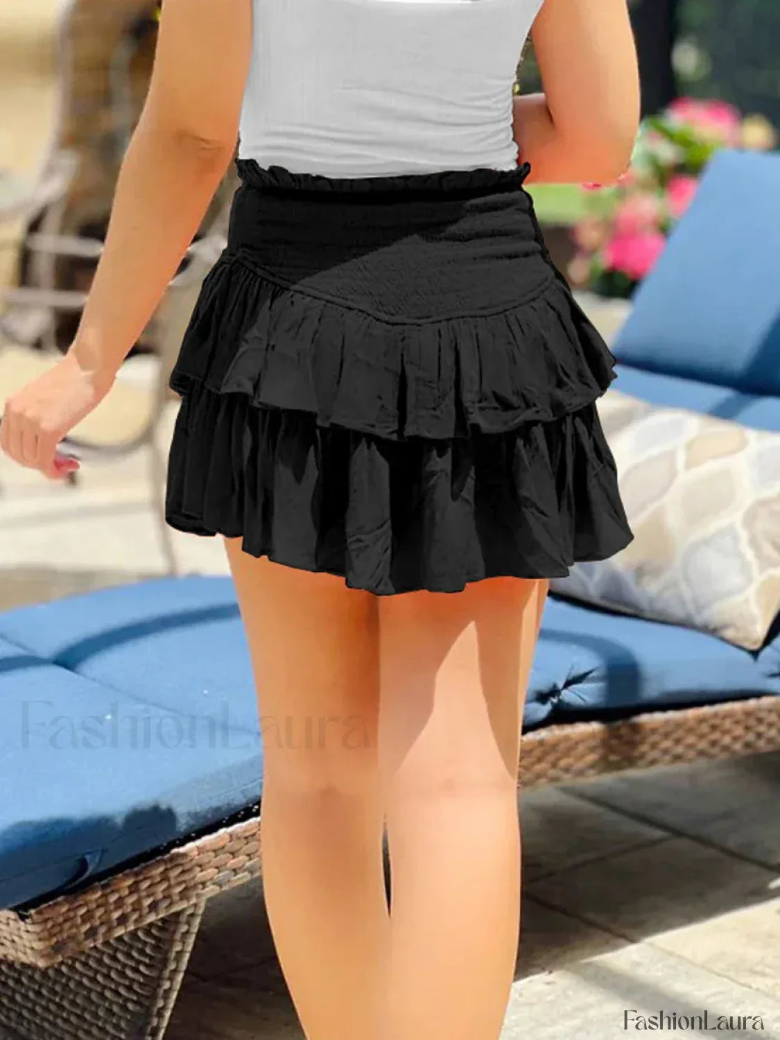 Ruched High Waist A-Line Skirt