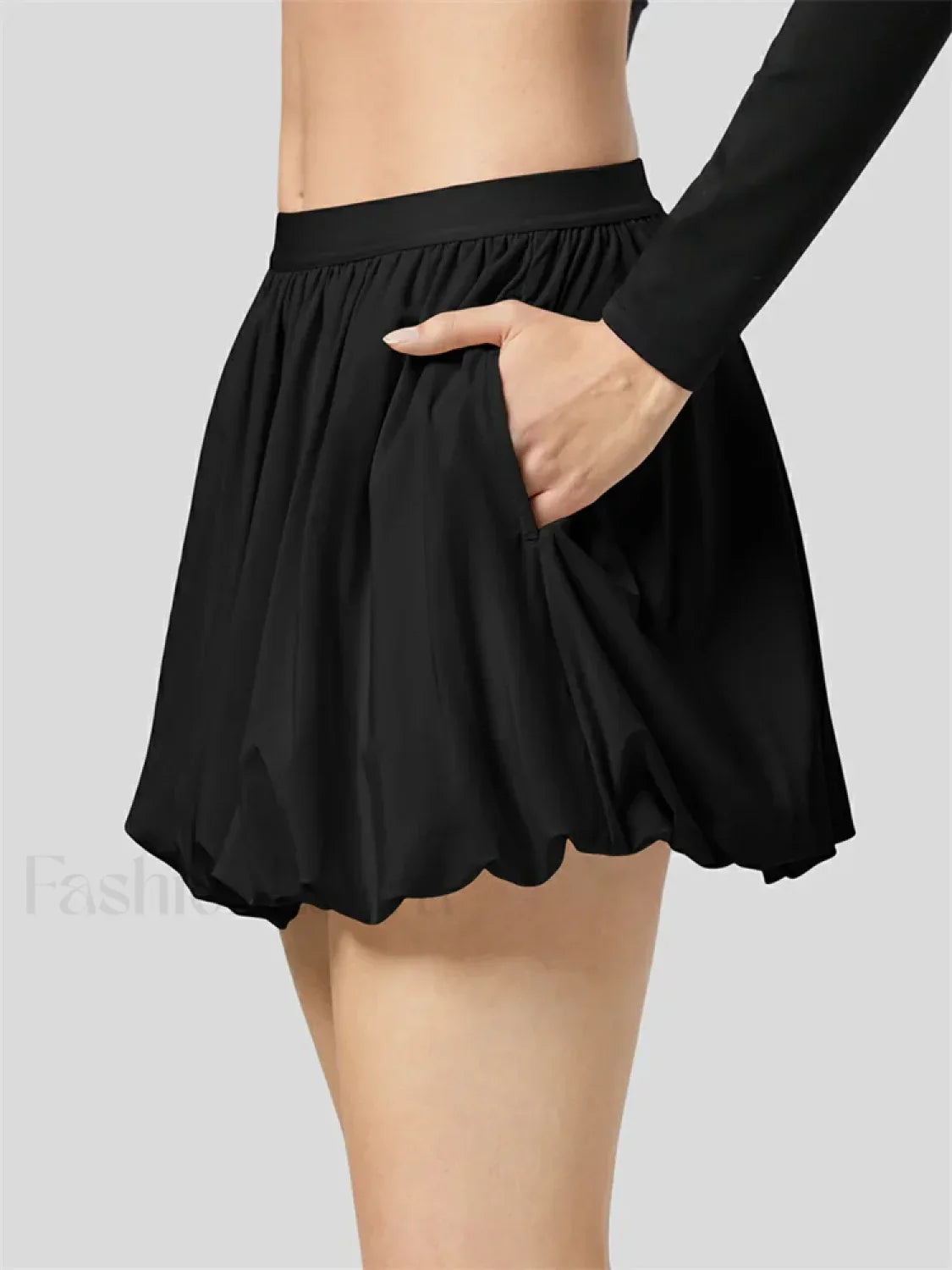 Ruched Pleated A-Line Mini Skirt