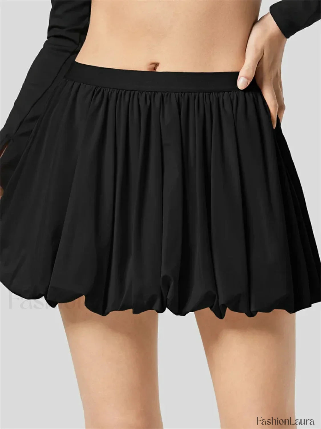 Ruched Pleated A-Line Mini Skirt