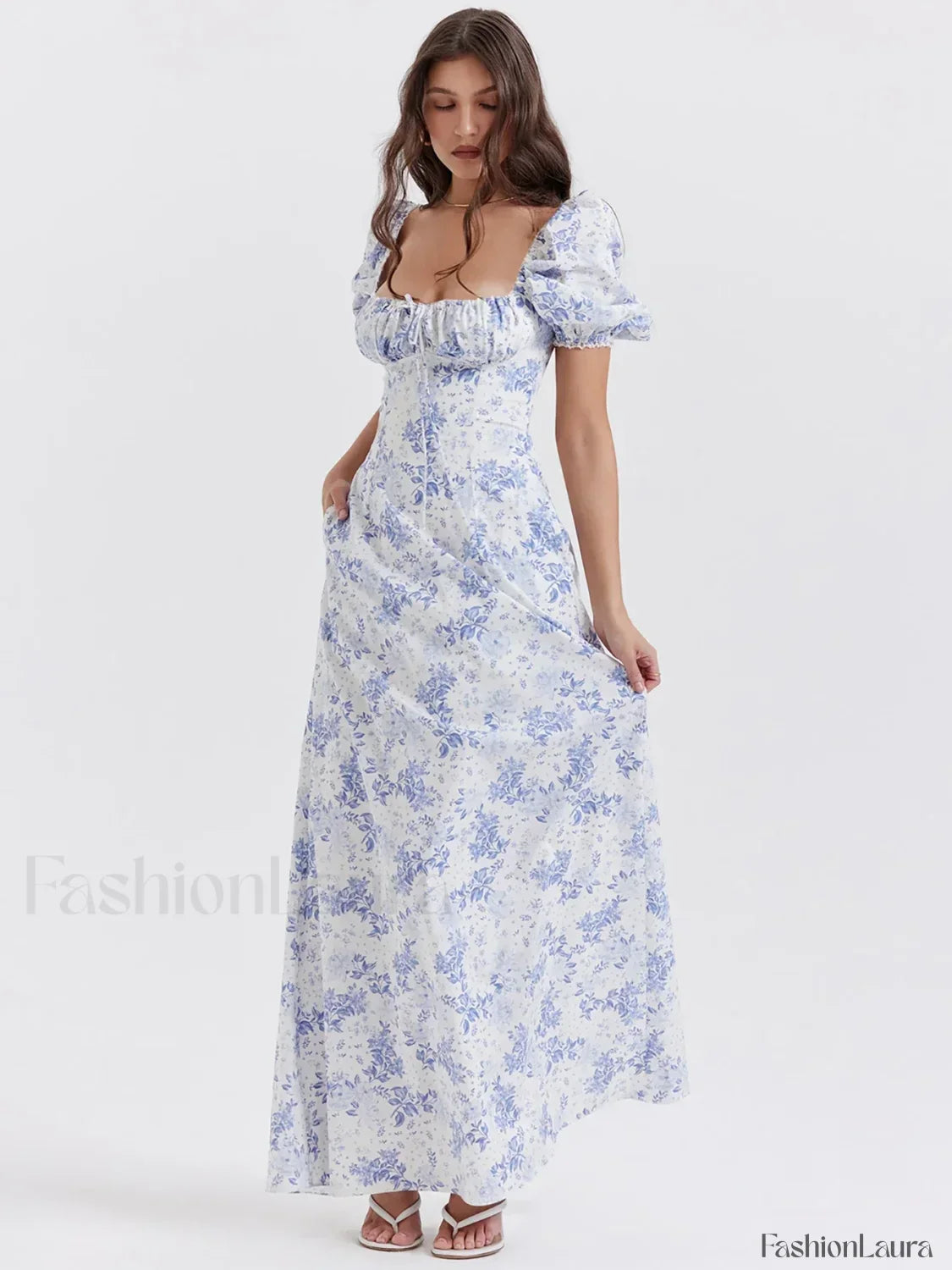 Ruched Pocket Sleeve Floral Dress