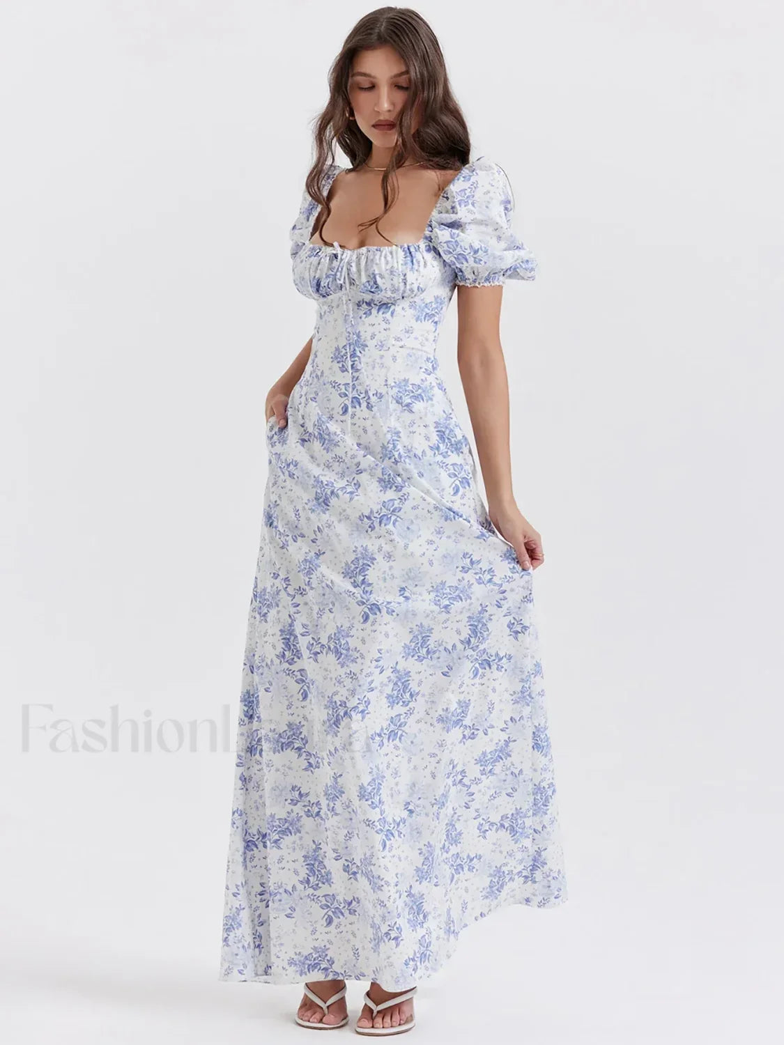 Ruched Pocket Sleeve Floral Dress
