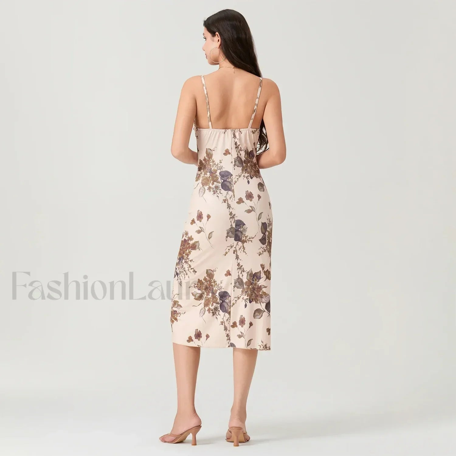 Ruched Square-Neck Midi Dress