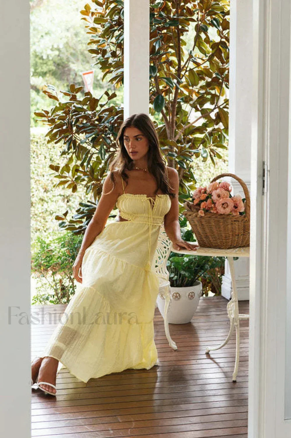 Ruched Tie-Up Stylish Strappy Maxi Dress