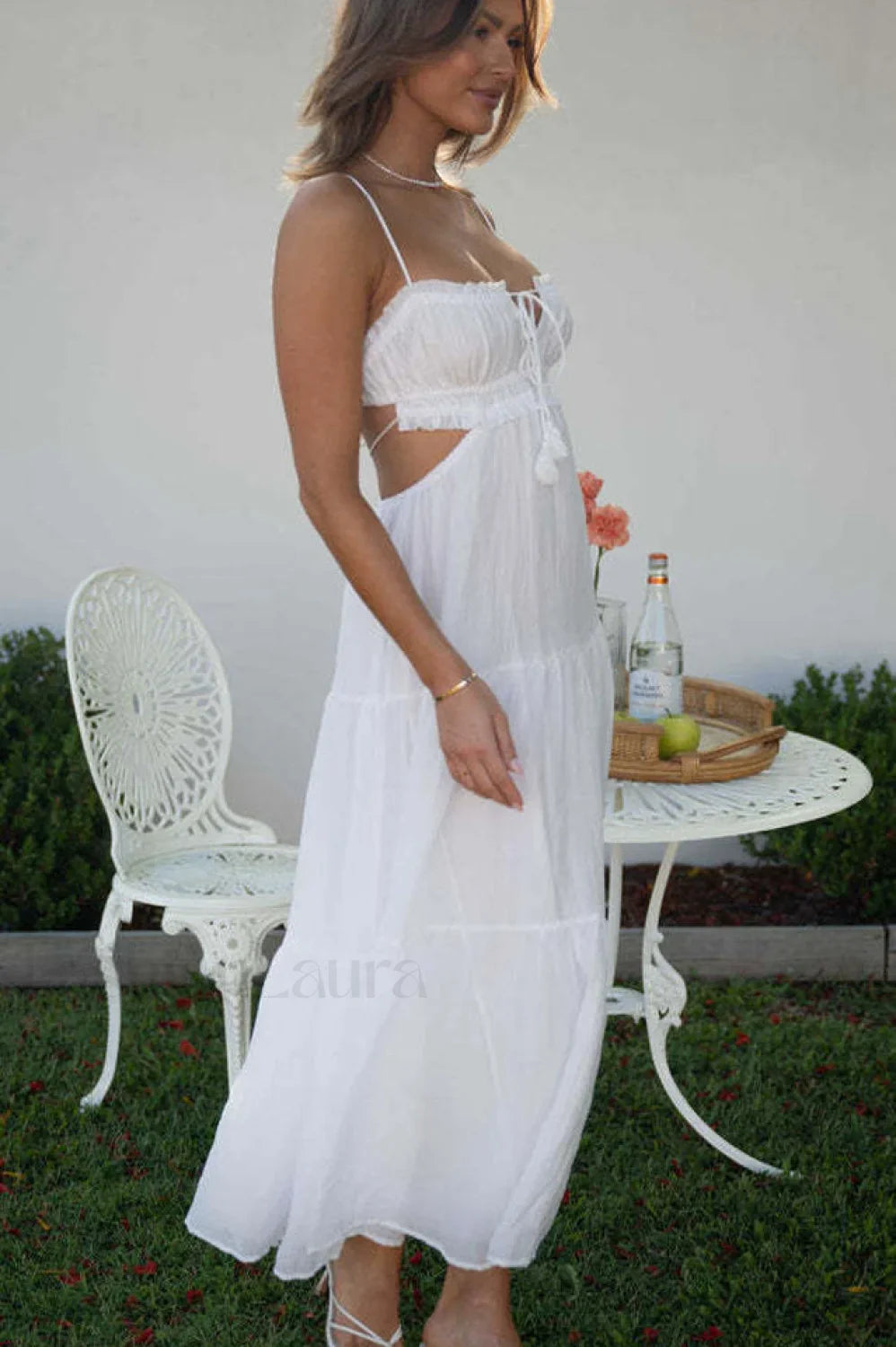 Ruched Tie-Up Stylish Strappy Maxi Dress