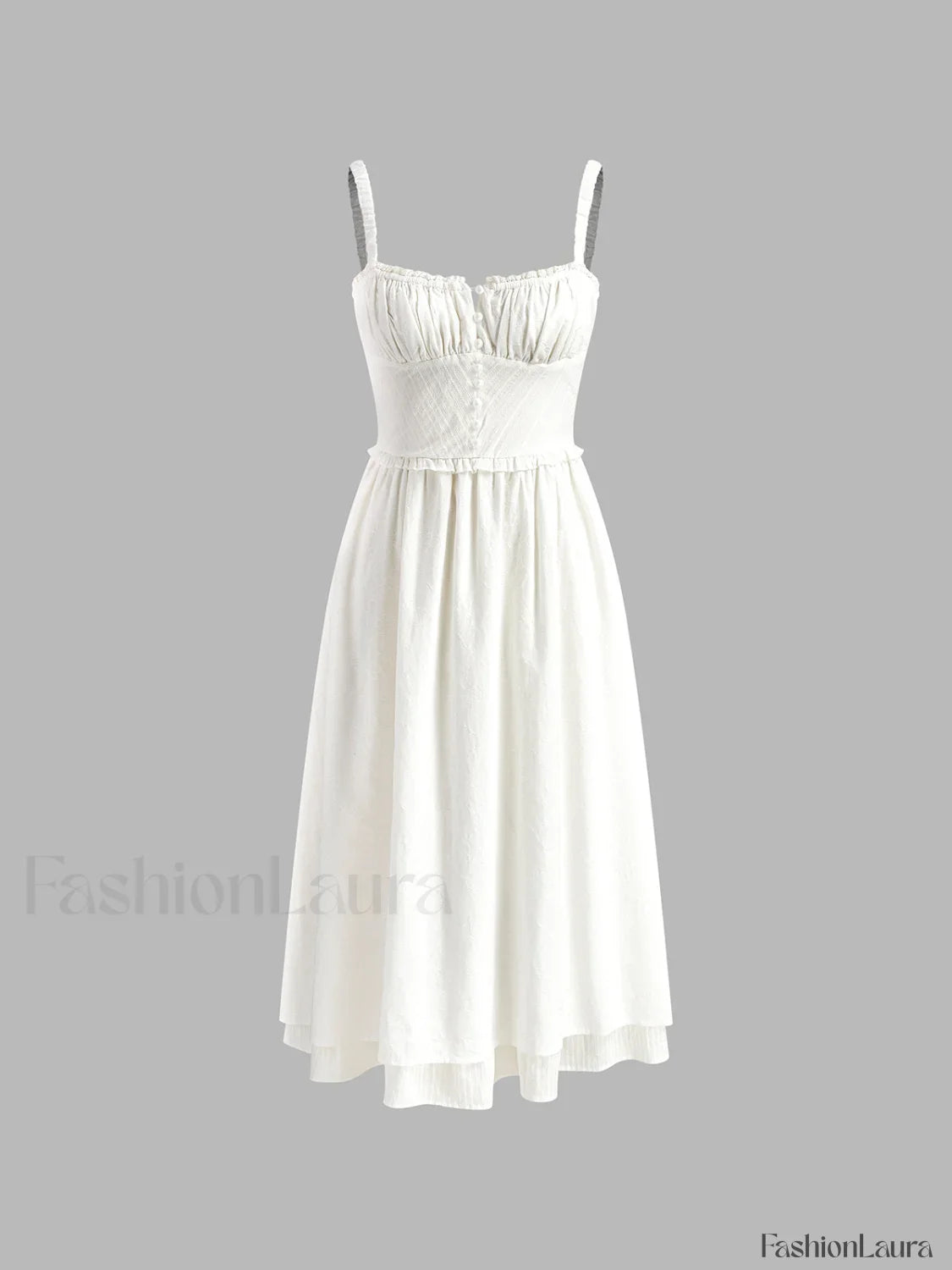 Ruffle Hem Cami Plain Midi Dress