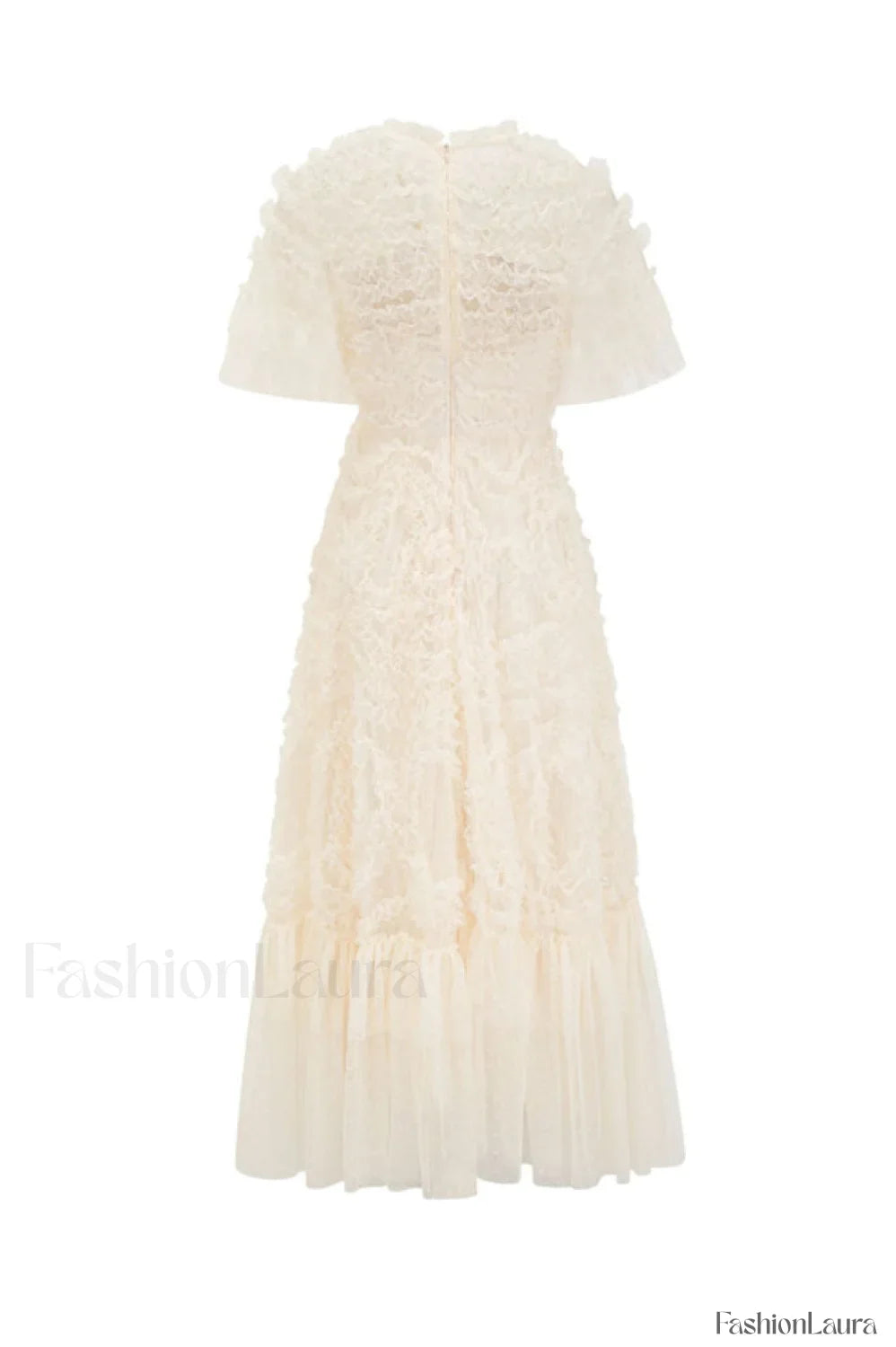 Ruffle Tiered Spotted Charming Tulle Maxi Dress