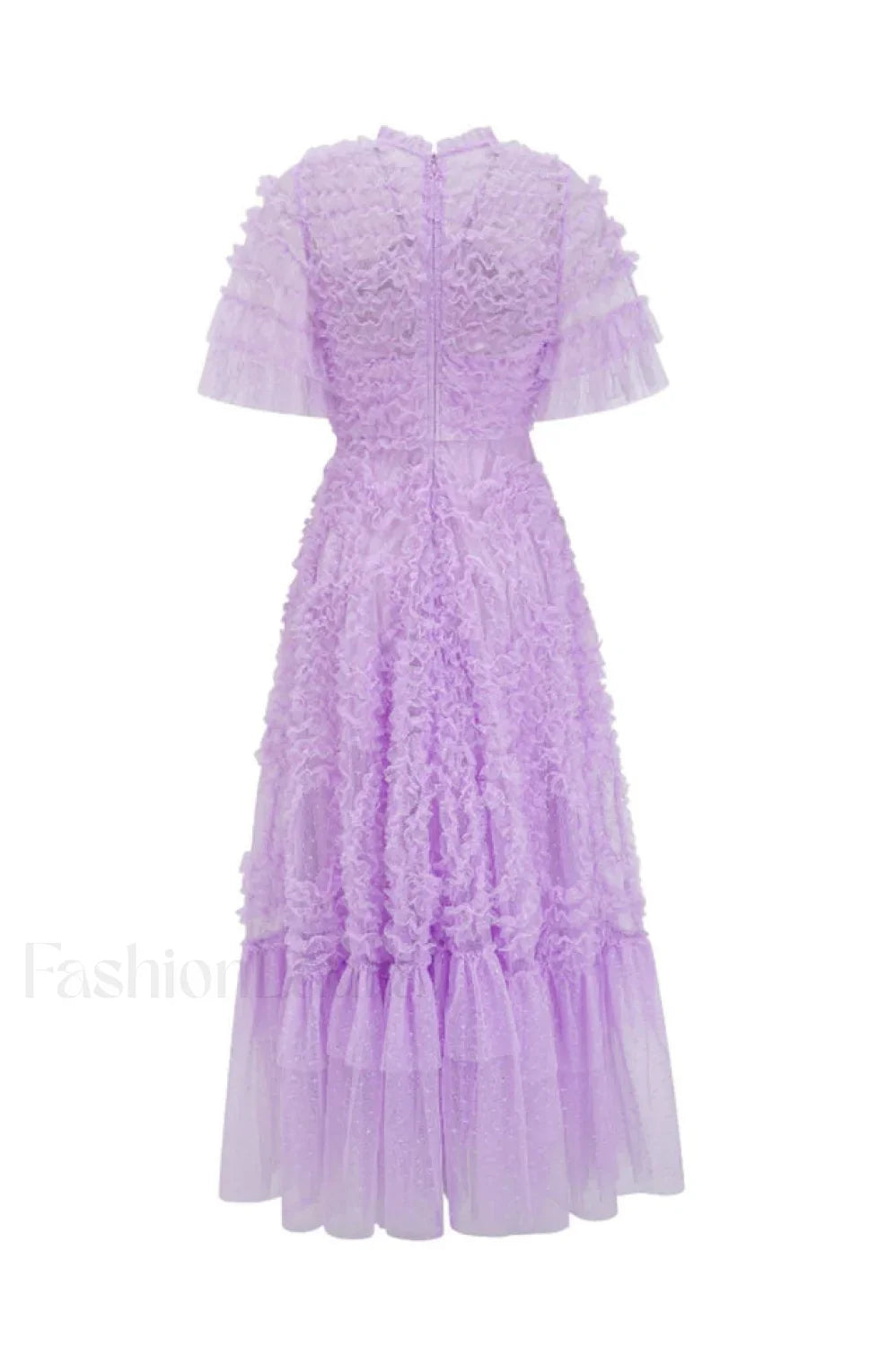 Ruffle Tiered Spotted Charming Tulle Maxi Dress