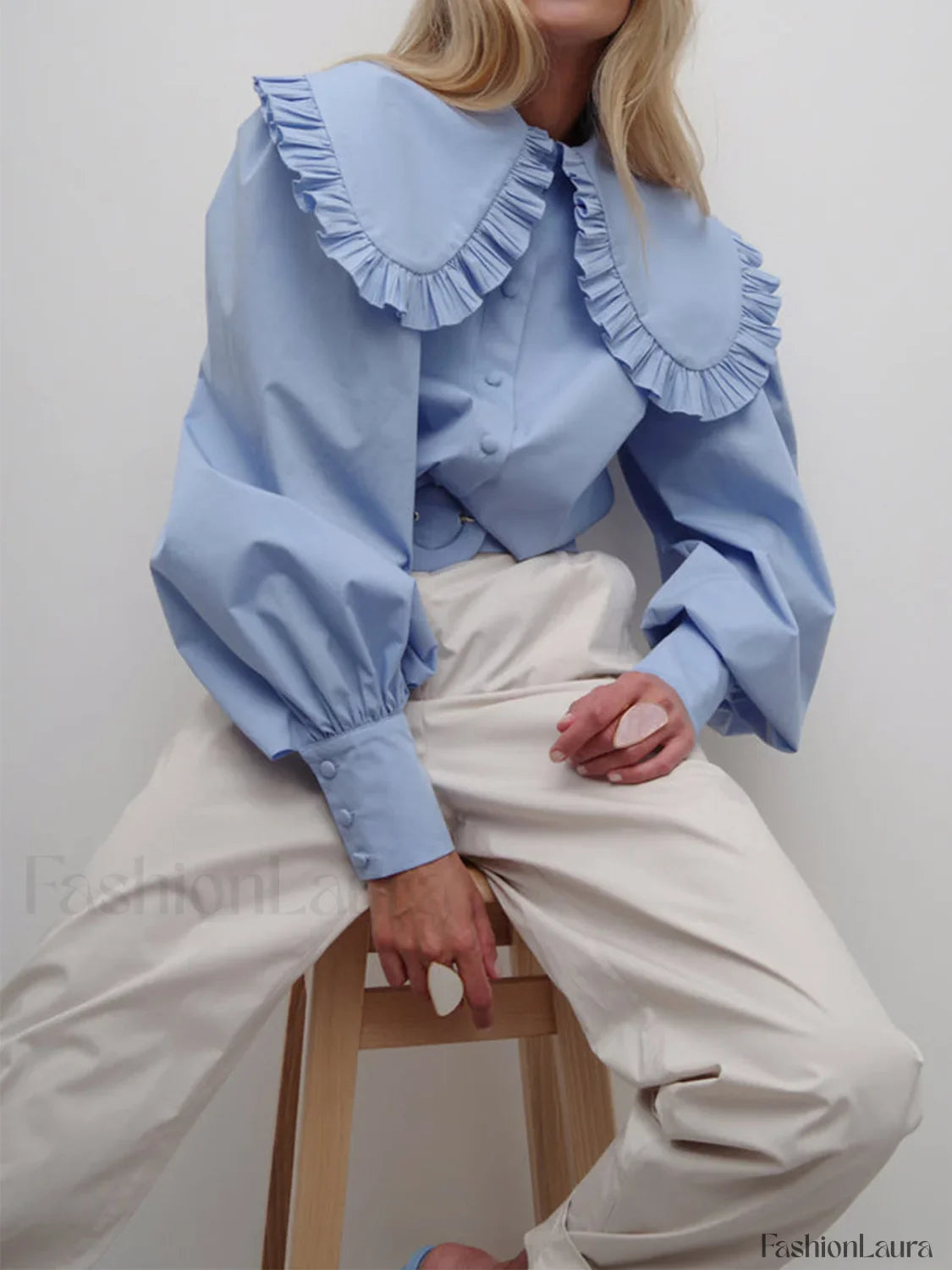 Ruffled Collar Graceful Long Sleeve Shirt