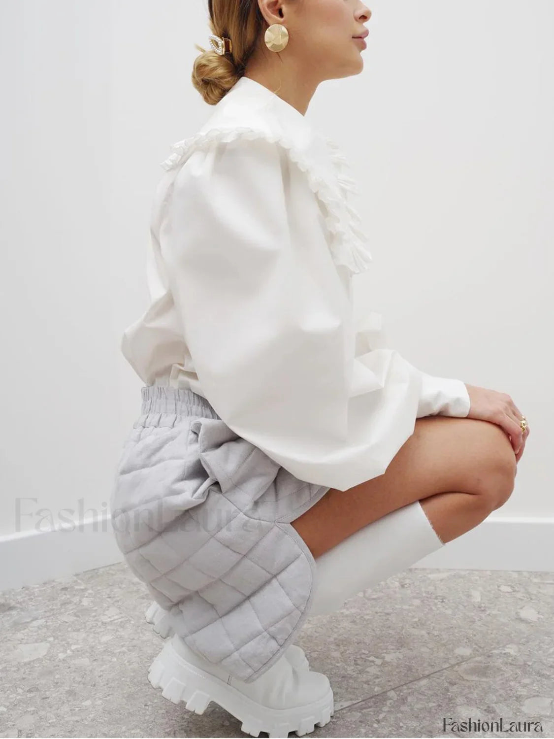 Ruffled Collar Graceful Long Sleeve Shirt