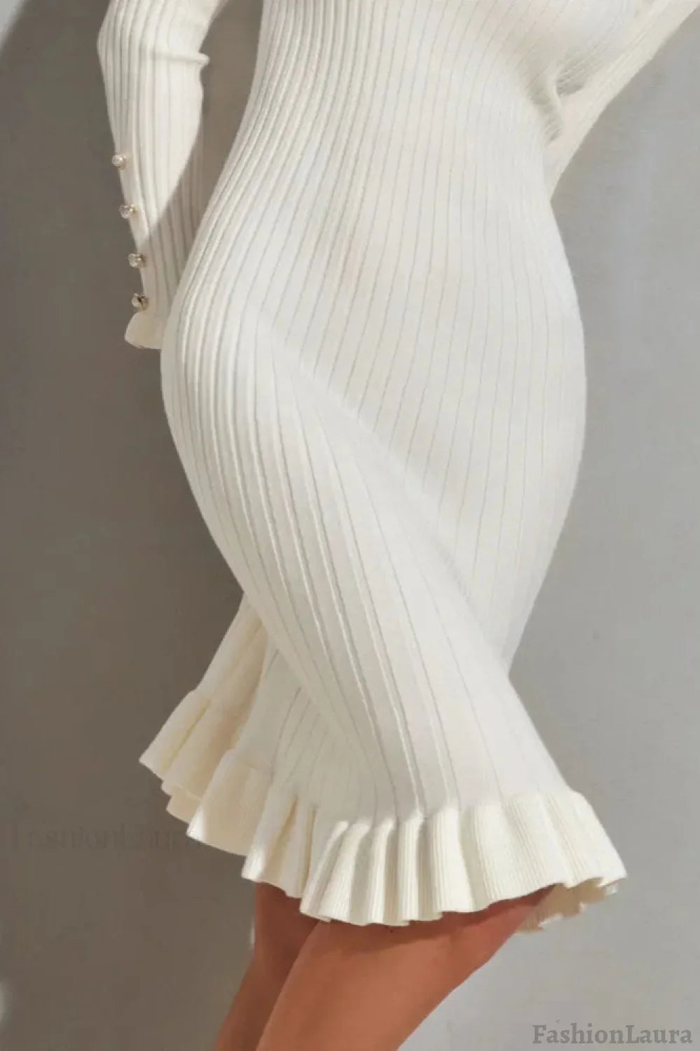 Ruffled Hem Knit Sweater Dress