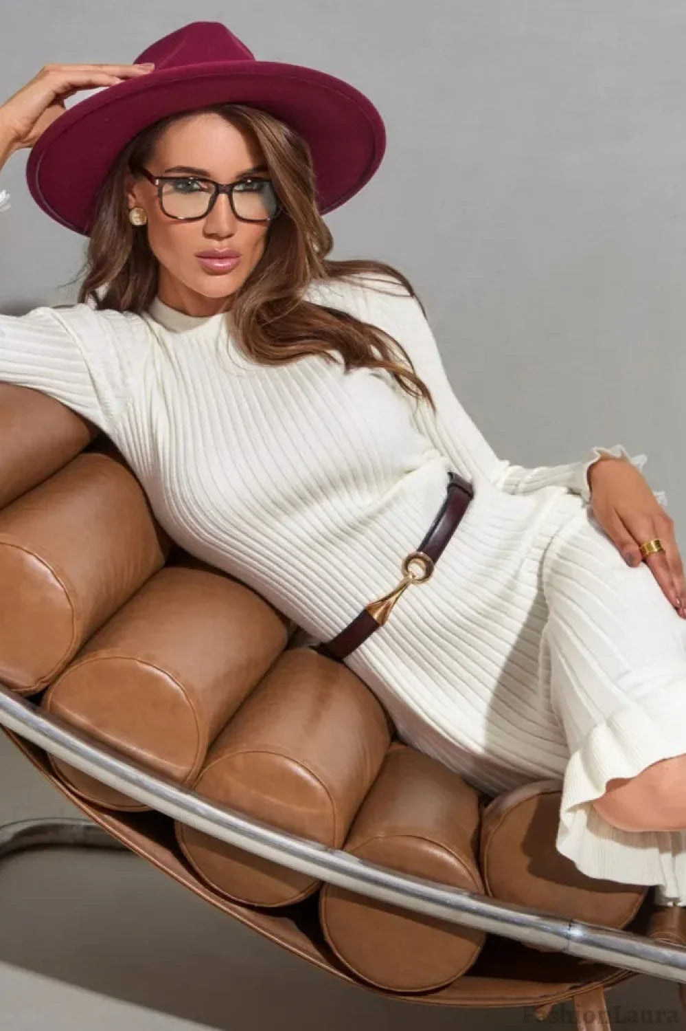 Ruffled Hem Knit Sweater Dress