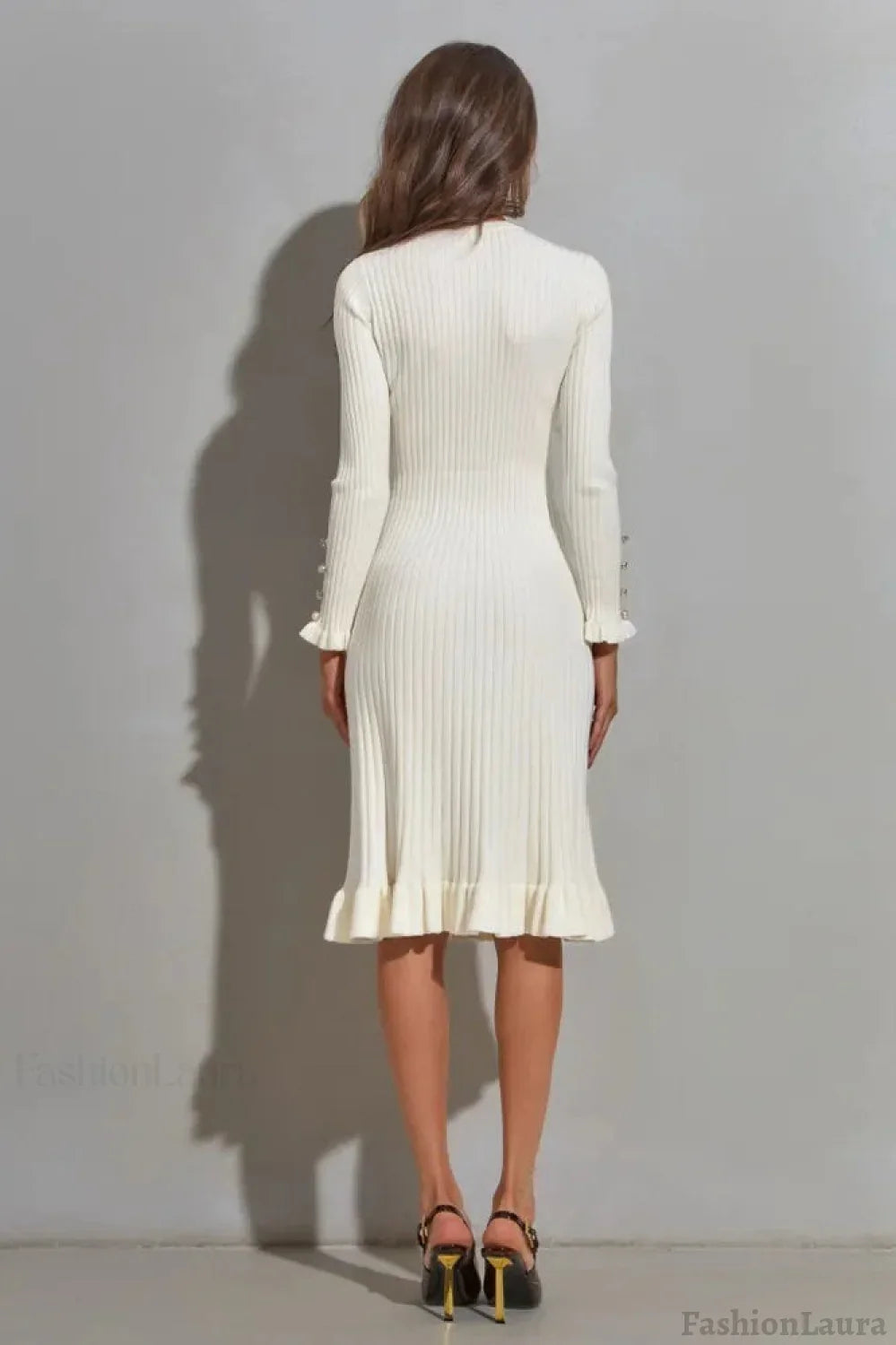 Ruffled Hem Knit Sweater Dress