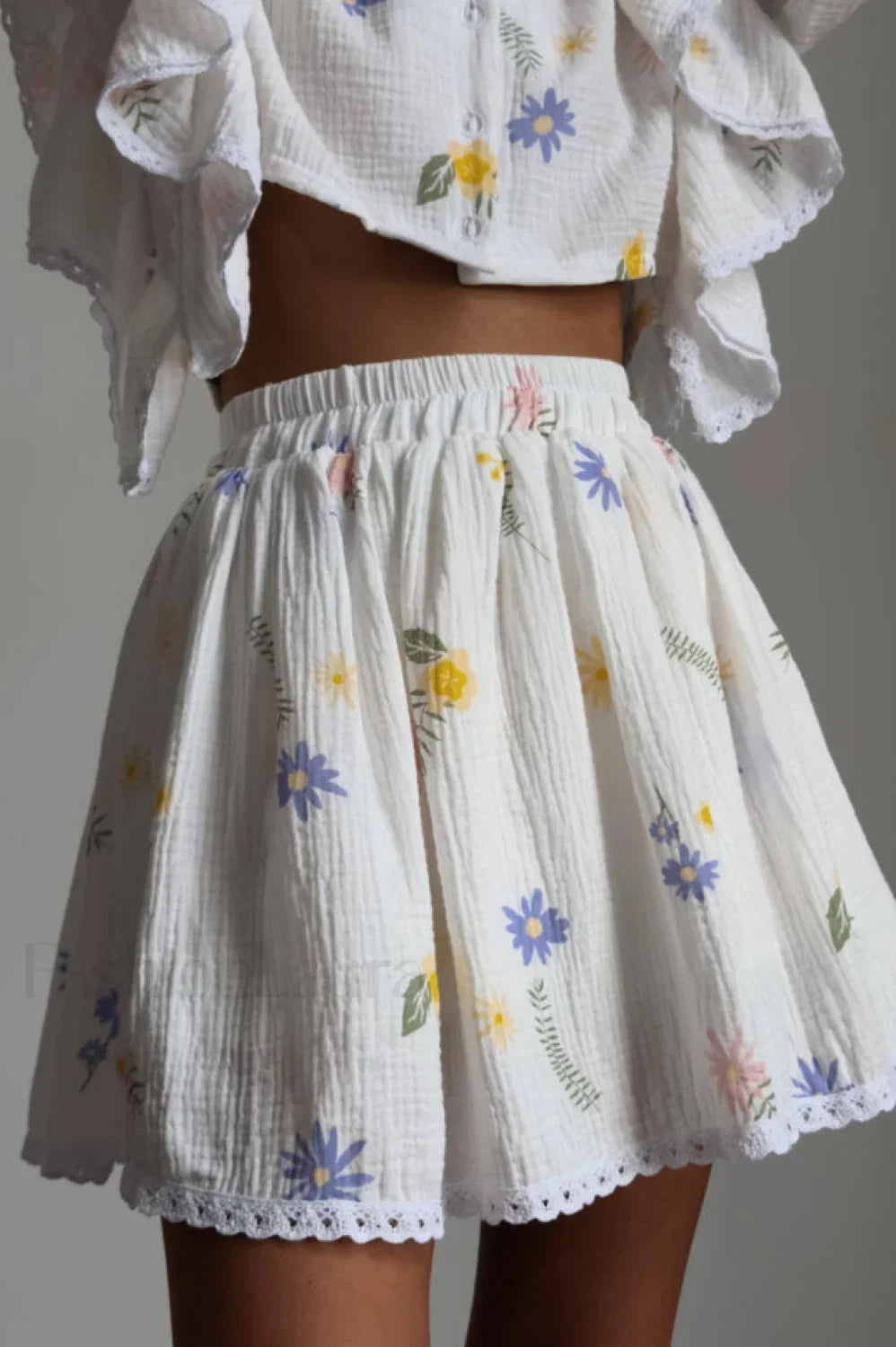 Ruffled Strawberry Stylish Print Skirt Set