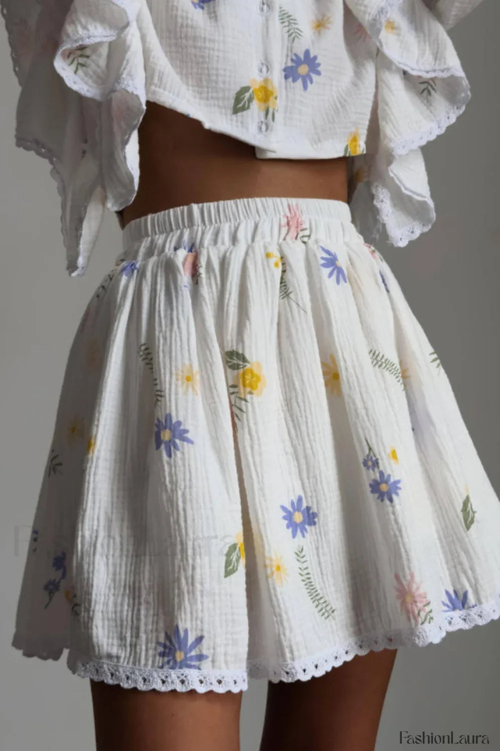 Ruffled Strawberry Stylish Print Skirt Set