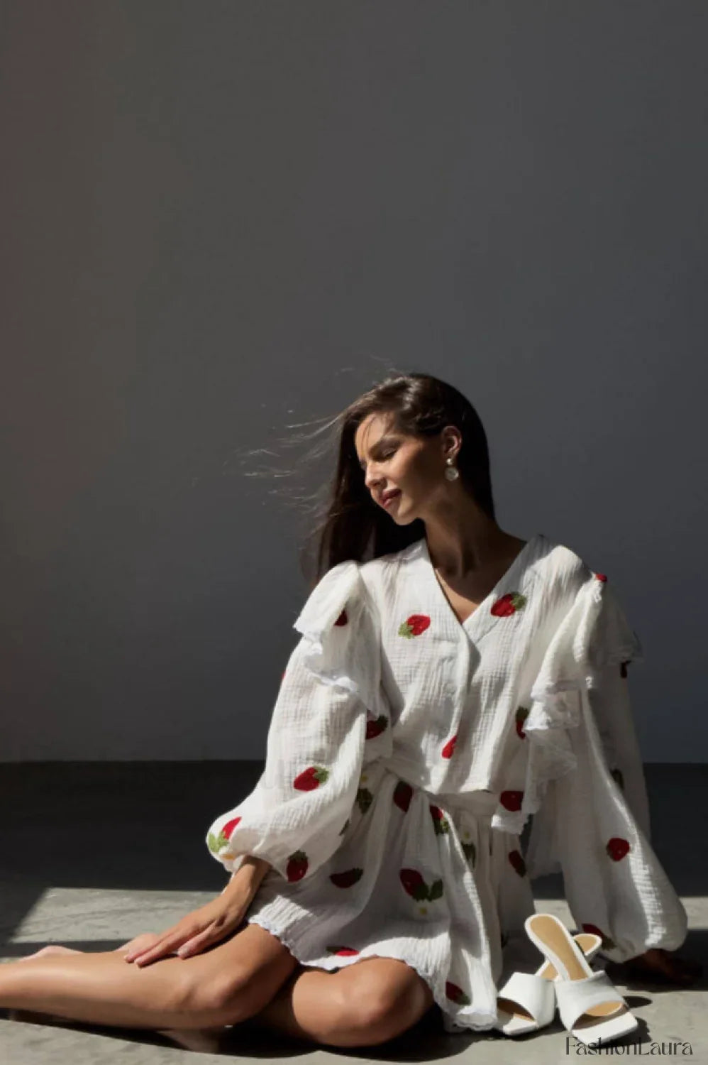 Ruffled Strawberry Stylish Print Skirt Set