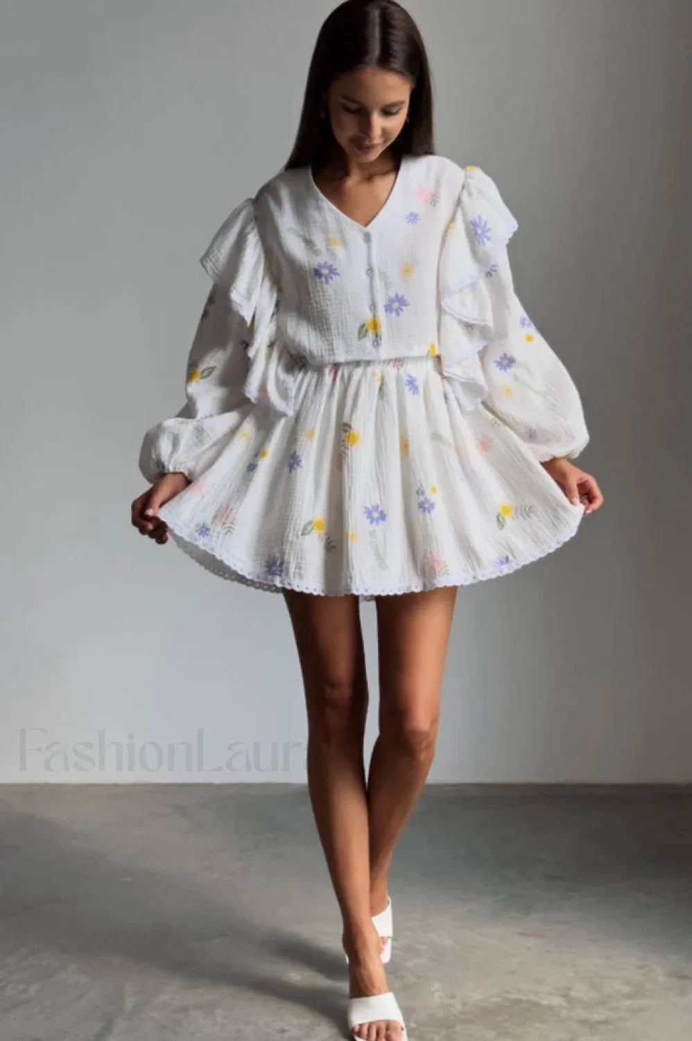 Ruffled Strawberry Stylish Print Skirt Set