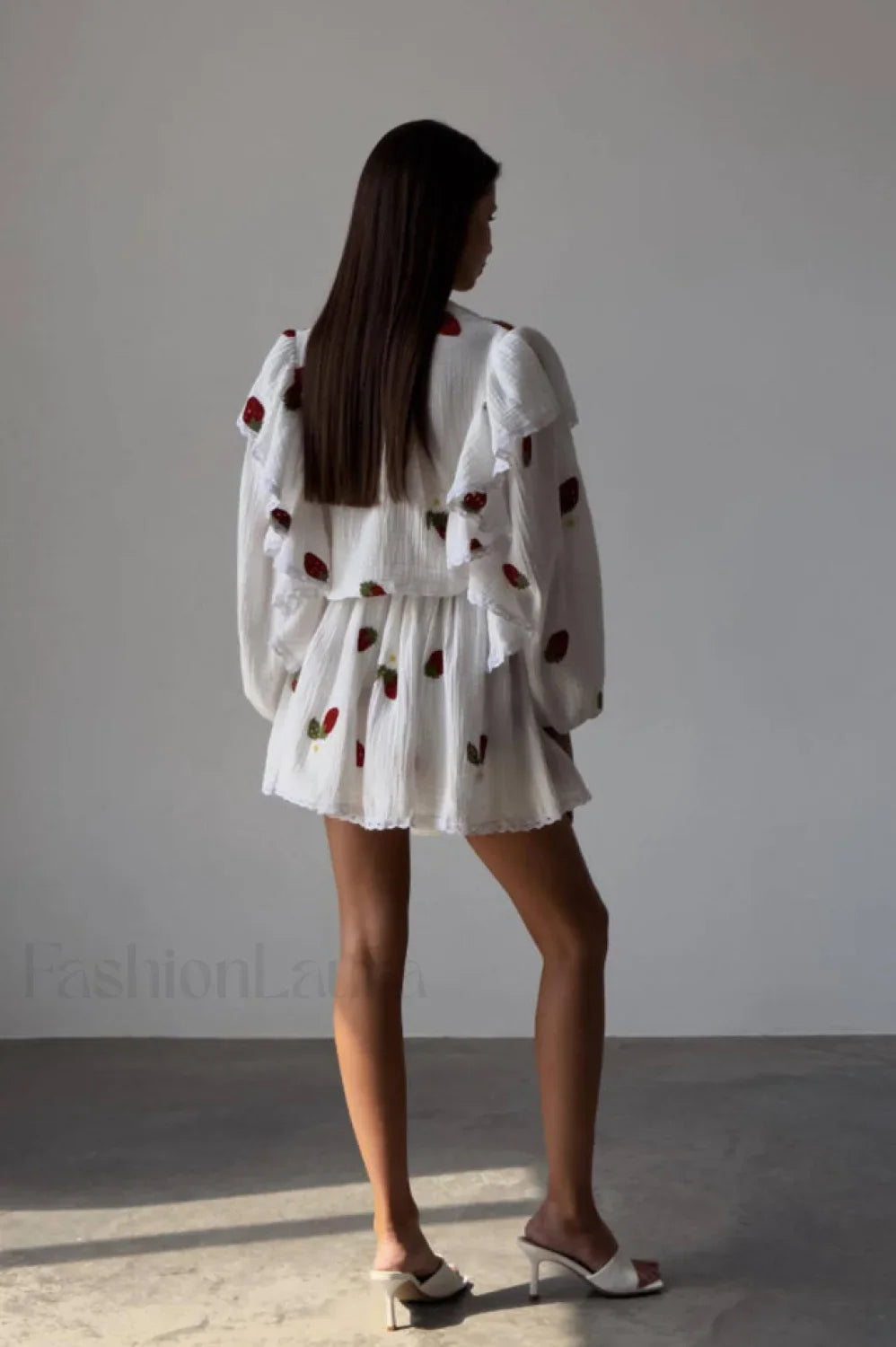 Ruffled Strawberry Stylish Print Skirt Set