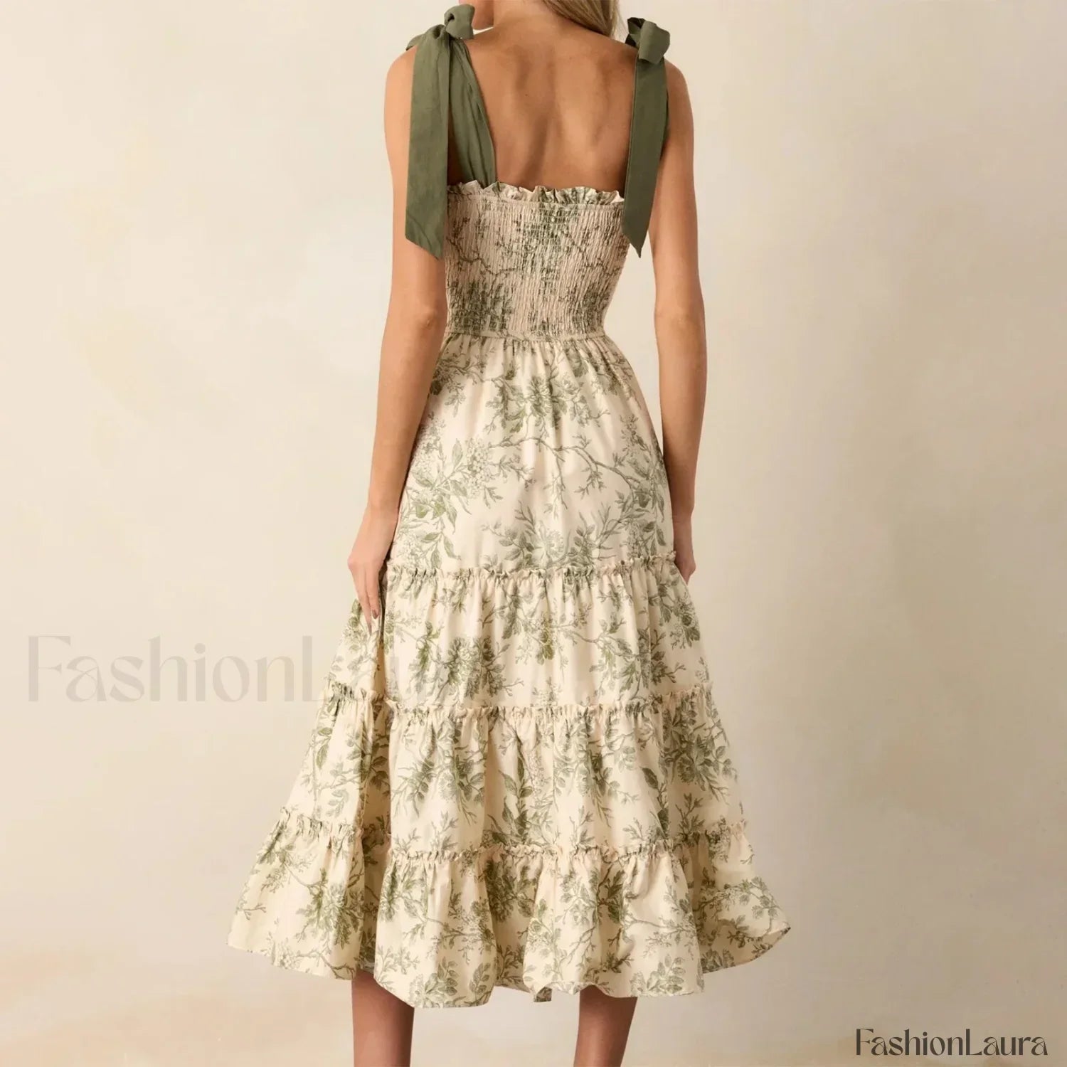 Ruffled Wide-Strap Midi Dress