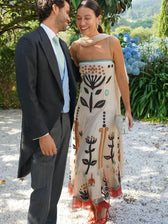 Embroidered Mesh Spaghetti Strap Tiered Maxi Dress 2