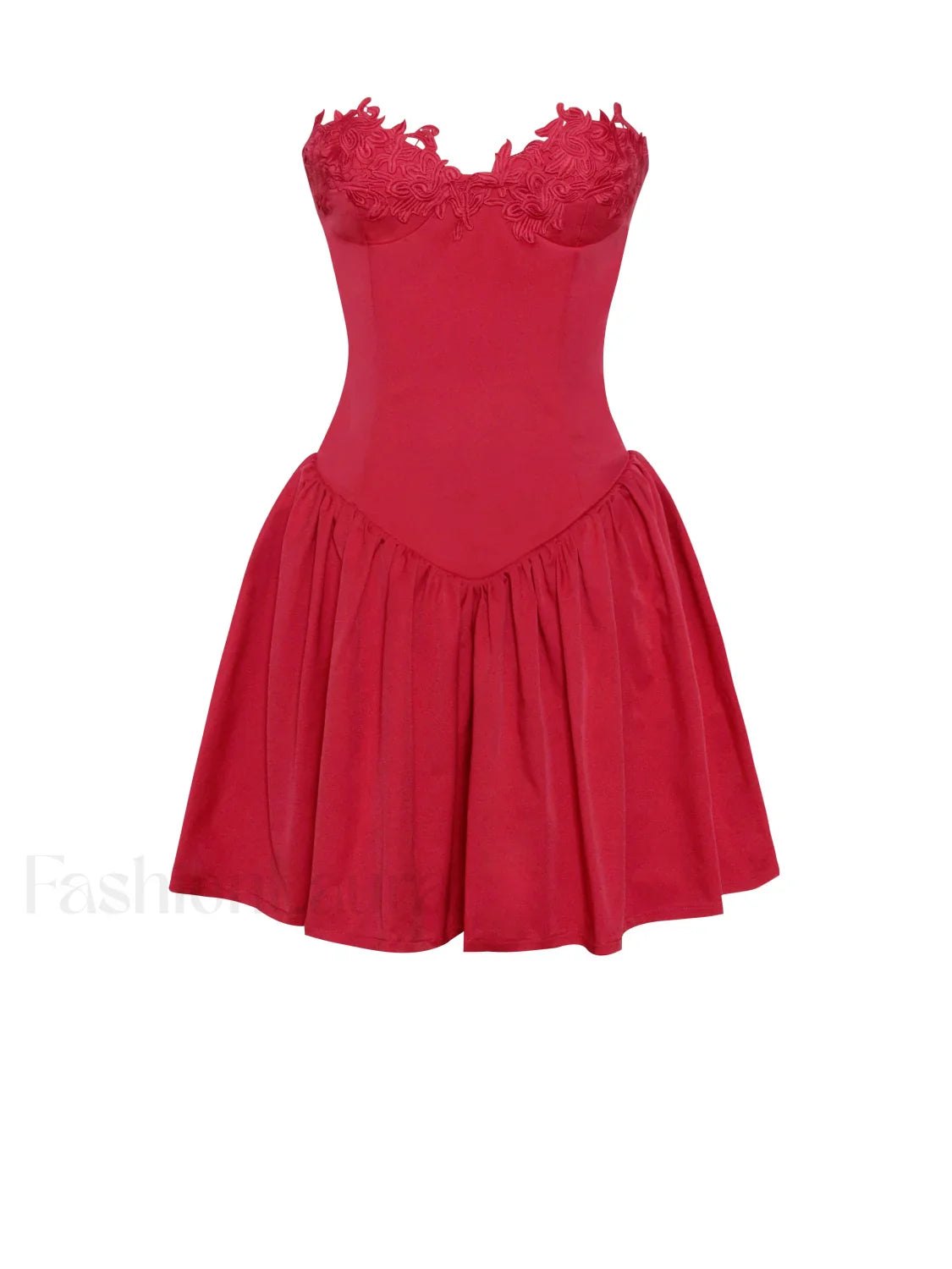 Sacha Red Lace Drop Graceful Waist Corset Puffy Mini Dress