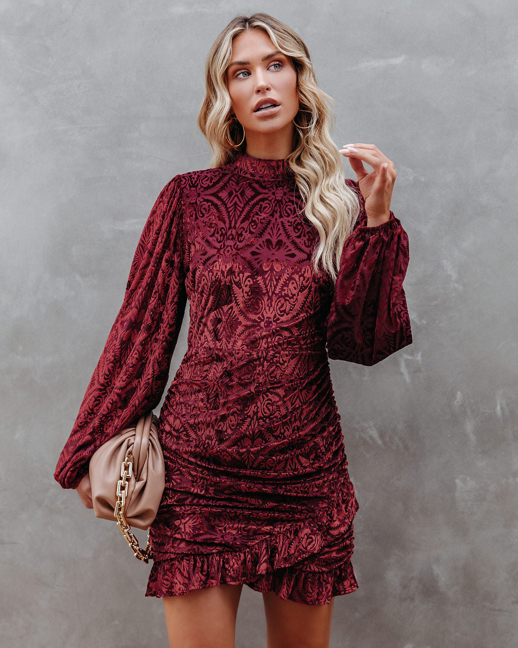 Salem Ruched Velvet Mini Dress