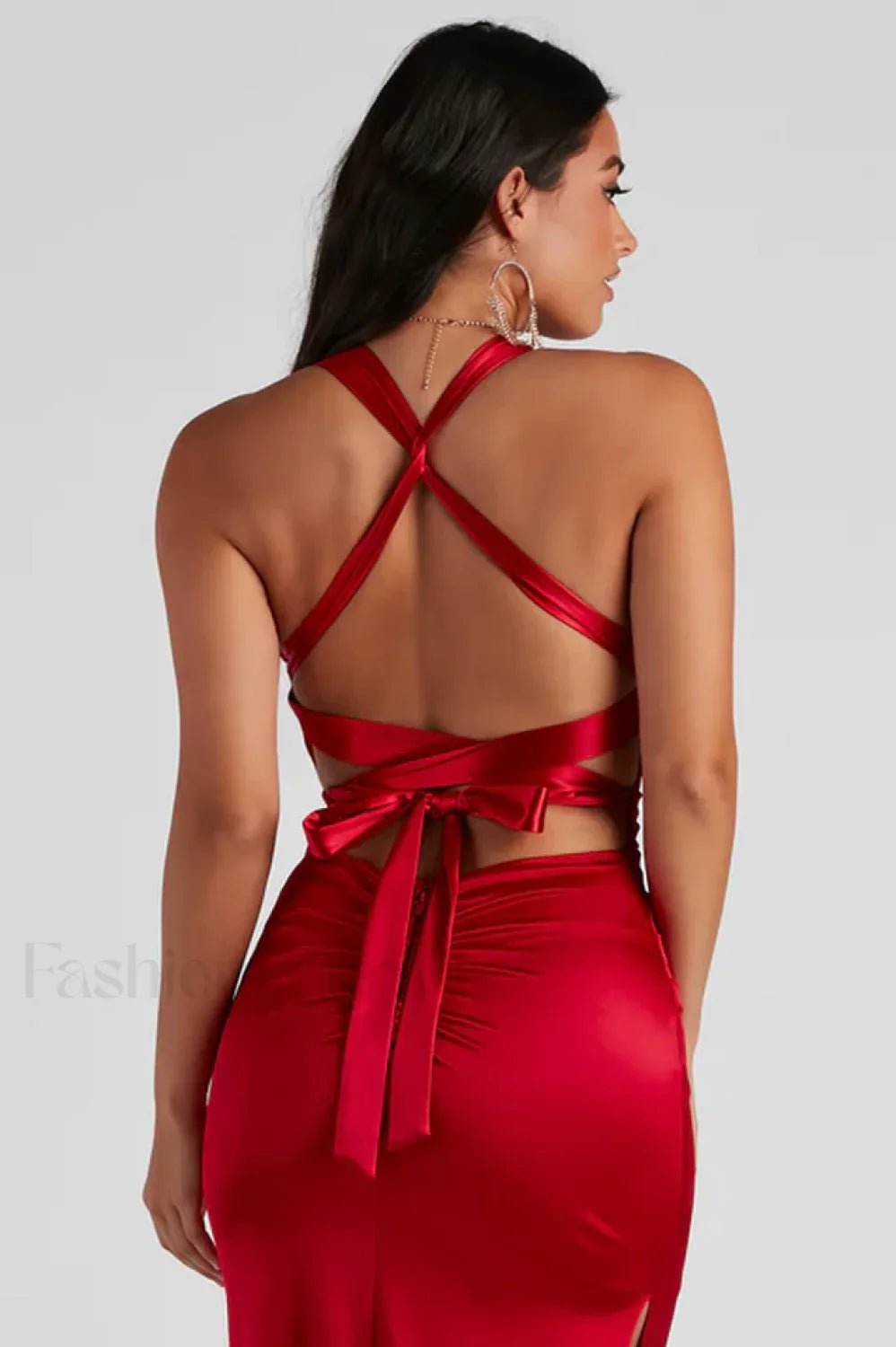 Sam Formal Satin Charming Open Back Dress