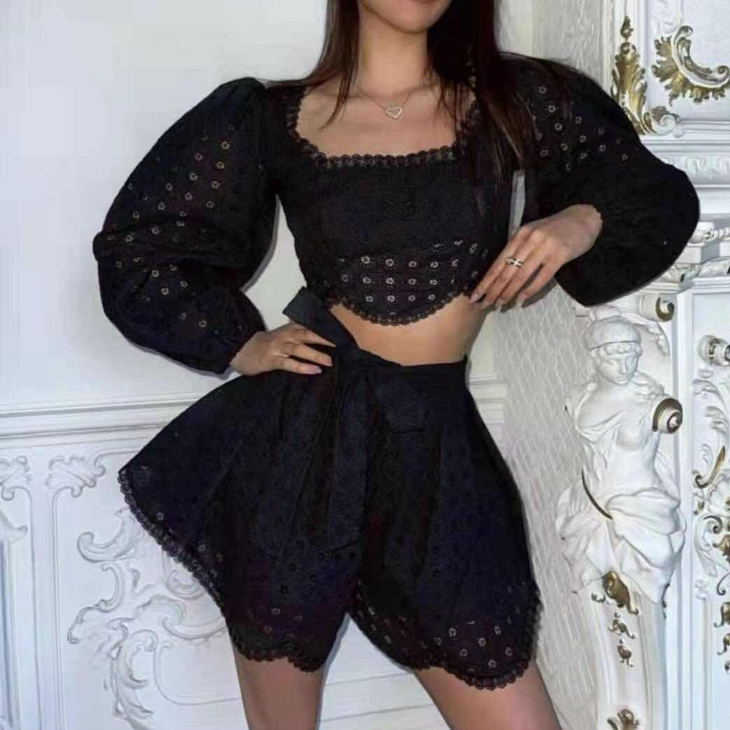 Sanchez Eyelet Skirt Set